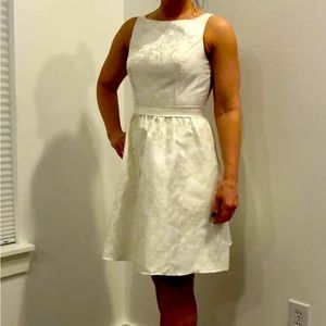 Aidan Mattox Floral Jacquard Party Dress, Ivory, Sz 4